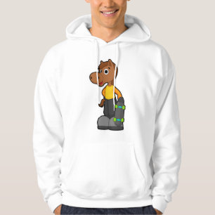 Häst som Skater med Skateboard Hoodie