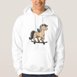 Häst som Skater med Skateboard Hoodie
