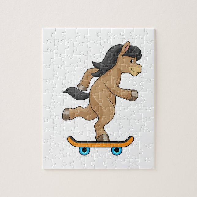 Häst som Skater med Skateboard Pussel (Vertikal)