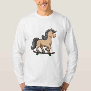 Häst som Skater med Skateboard T Shirt
