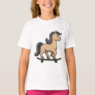 Häst som Skater med Skateboard T Shirt