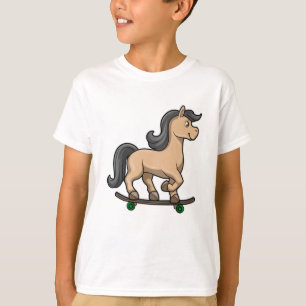 Häst som Skater med Skateboard T Shirt