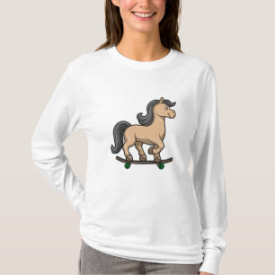 Häst som Skater med Skateboard T Shirt