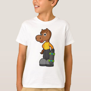 Häst som Skater med Skateboard T Shirt