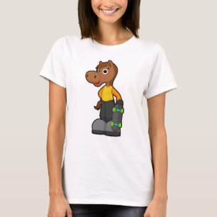 Häst som Skater med Skateboard T Shirt
