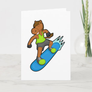 Häst som snowboardåkare med snowboard kort
