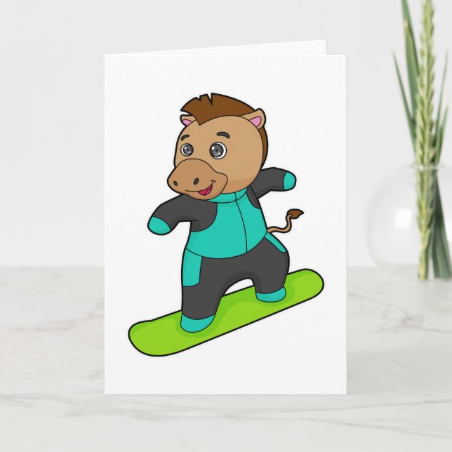 Häst som snowboardåkare med snowboard kort (Framsida)
