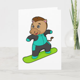 Häst som snowboardåkare med snowboard kort