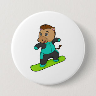 Häst som Snowboarder med snurrbord Knapp