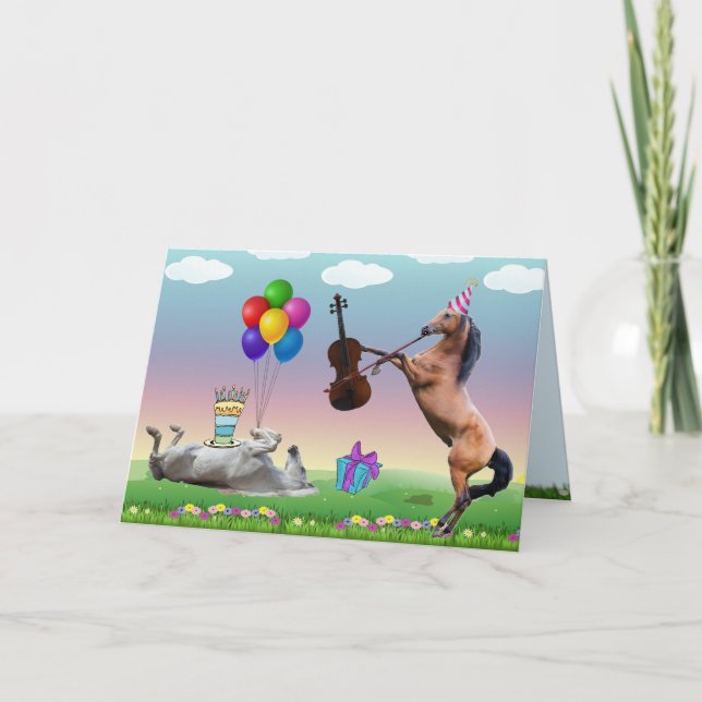 Häst som spelar violin Birthday Card Kort (Framsida)