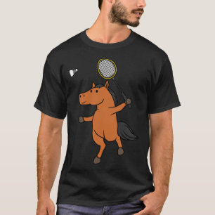 Häst spelar Badminton Ironic Sports Animal Pullo T Shirt