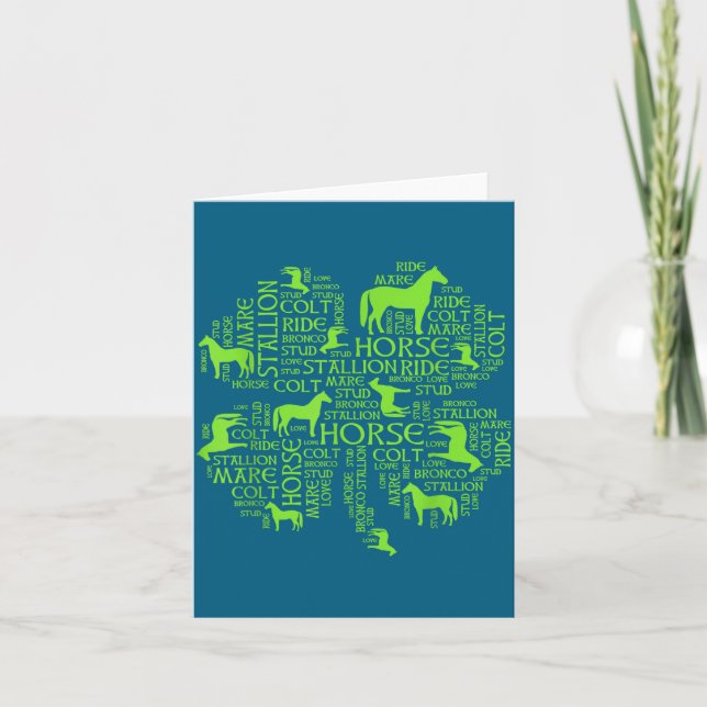 Häst St. Patrick's Day Iri-tröja - Clover Tee  Kort (Framsida)