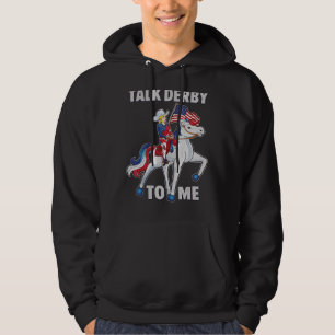Häst, Tävla, prata med mig Amerikanska Flagga Hoodie