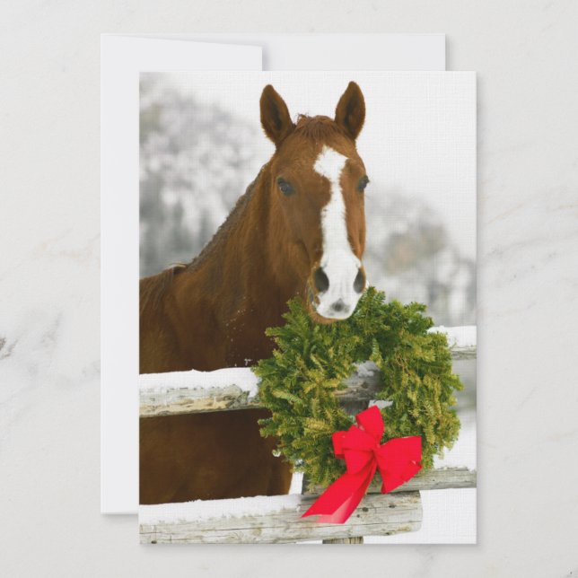 Häst tittar över staket inbjudningar (Framsida)