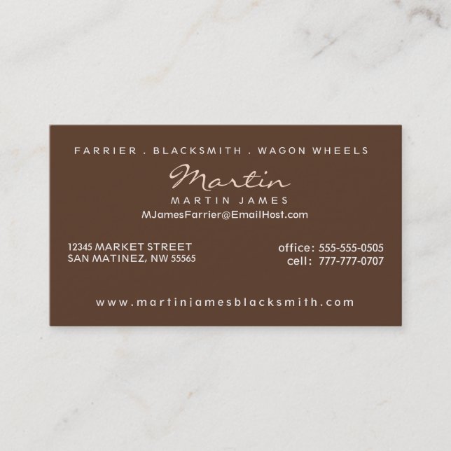 Häst under Oak Träd Sepia med Monogram Visitkort (Framsida)