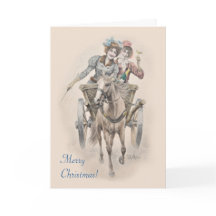 Häst, vagn och flickor Jul