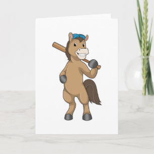 Häst vid Baseball med Baseball fladdermus Kort