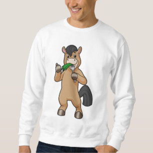 Häst vid Eating Vegan Lång Ärmad Tröja