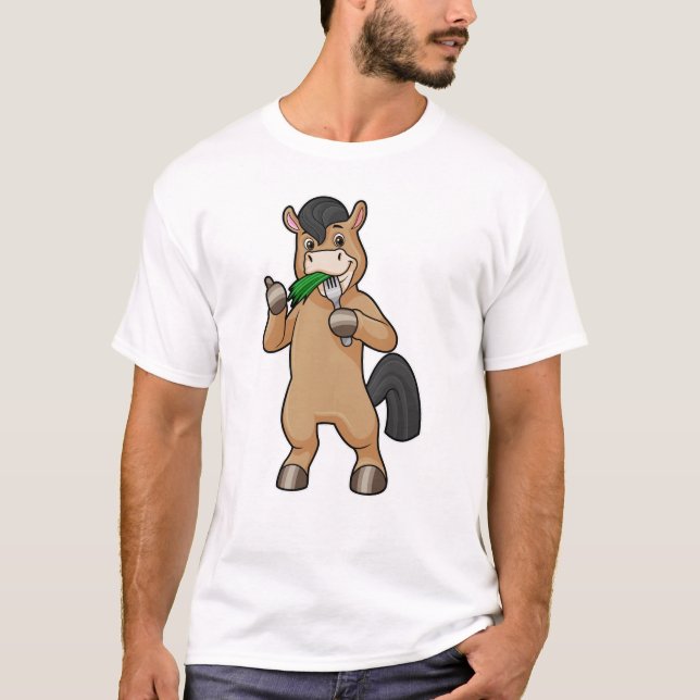 Häst vid Eating Vegan T Shirt (Framsida)