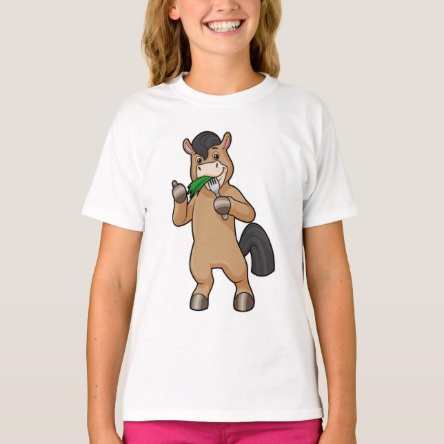 Häst vid Eating Vegan T Shirt (Framsida)