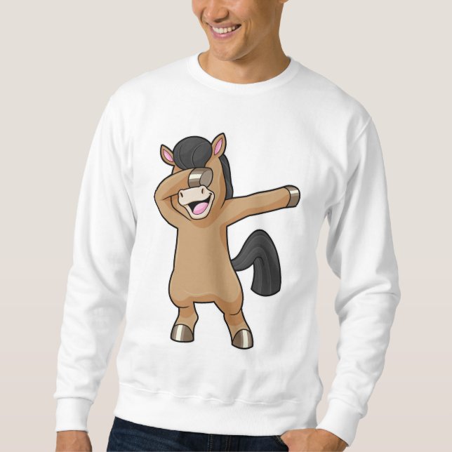 Häst vid Hip hop Dance Dab Lång Ärmad Tröja (Framsida)