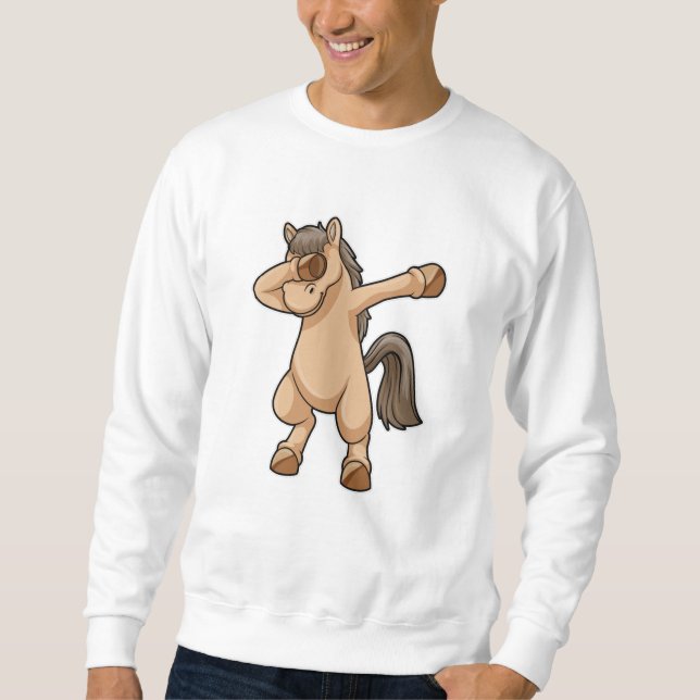 Häst vid Hip hop Dance Dab Lång Ärmad Tröja (Framsida)