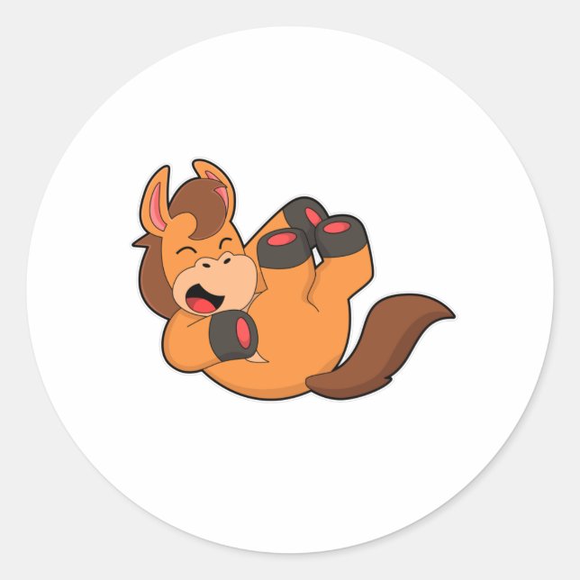 Häst vid Laughing Runt Klistermärke (Framsida)