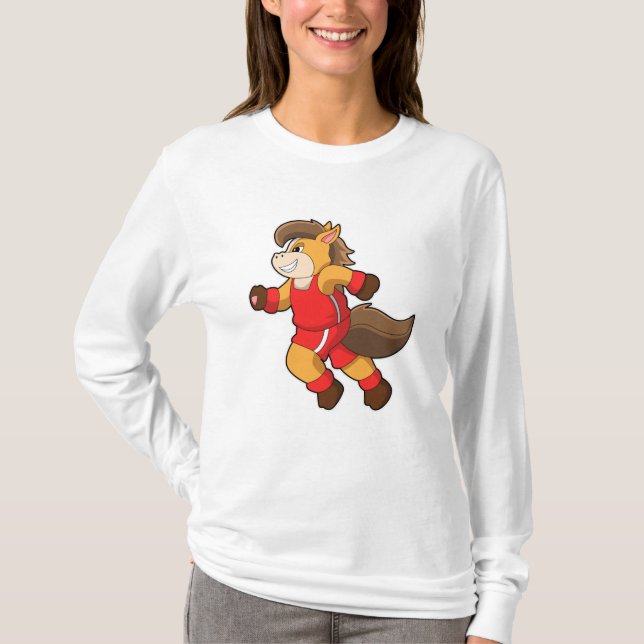 Häst vid löpning t shirt (Framsida)