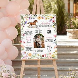 Häst Vilda Blomma Första Års Foto Milstolpe Affisc Poster