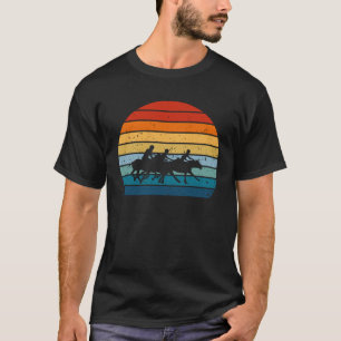 Häst Vintage Retro Solnedgång Polo Spelare T Shirt