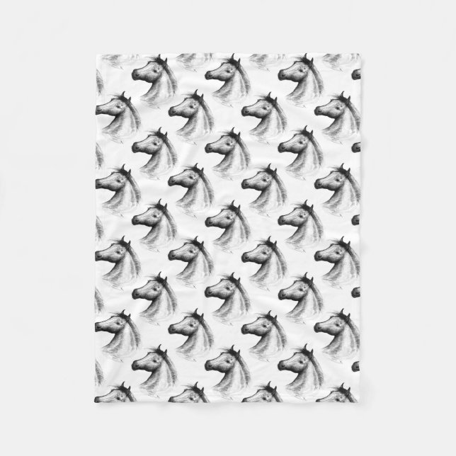 Häst: Vit Fleecefilt (Framsidan)