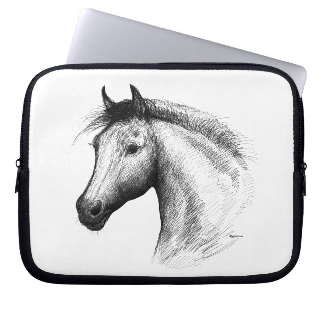 Häst: Vit Laptop Sleeve (Framsidan)
