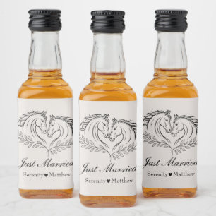 Häst Westerna Bröllop Rustic Land Ny gifta Spritflaskor Etikett