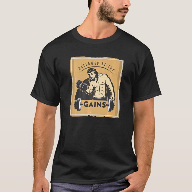Hästa om de får musklerna Jesus viktupplyft T Shirt (Framsida)