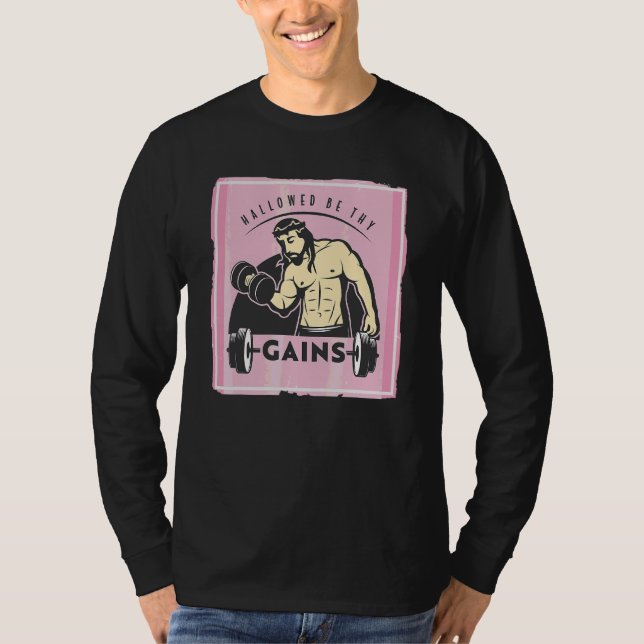 Hästa om de får musklerna Jesus viktupplyft T Shirt (Framsida)