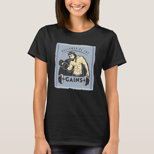 Hästa om de får musklerna Jesus viktupplyft T Shirt (Framsida)