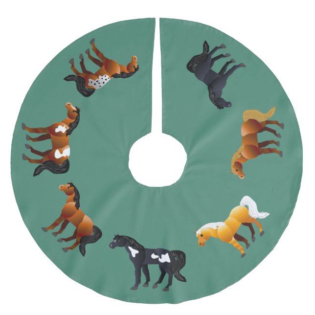 Hästälskare kjol för julgran julgransmatta borstad polyester (Framsidan)