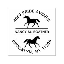 Hästälskare Rund Returadress Självbläckande Stämpe