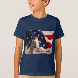 Hästamerikanska flaggan lurar T-tröja T-shirt