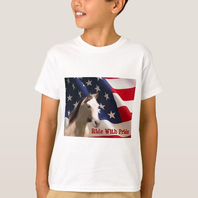 Hästamerikanska flaggan lurar T-tröja T-shirt (Framsida)
