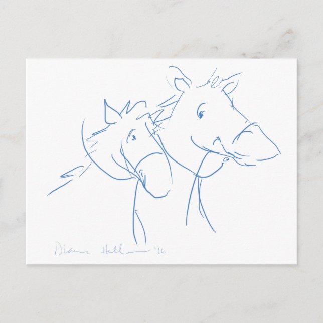 Hästande runt psotcard vykort (Framsida)