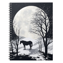 Hästanteckningsbok | Full Moon med Horse Silhouett Anteckningsbok