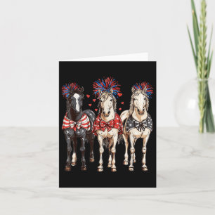 Hästar 4 juli Patriotic Horse American Flagga Fire Kort