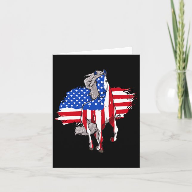 Hästar Amerika Flagga 4 juli Independence day Kort (Framsida)