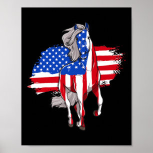Hästar Amerika Flagga 4 juli Independence day Poster
