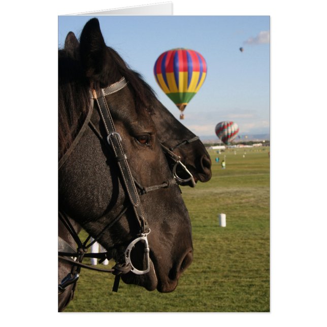 Hästar & ballonger hälsningskort (Framsidan)