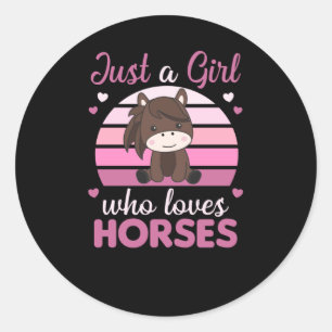 Hästar bara en flicka som Kärlek Horses Sweet Pony Runt Klistermärke