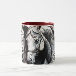 Hästar Black White Art Mugg