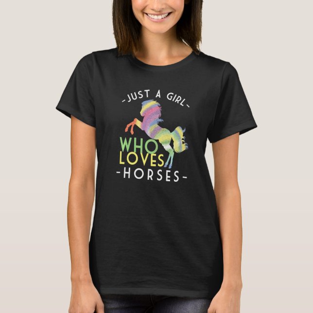 Hästar Cute Tävla Ride Animal Equestrians Girl Pa T Shirt (Framsida)
