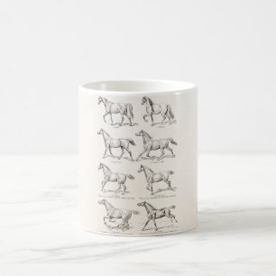 Hästar för illustration för gåendear för kaffemugg